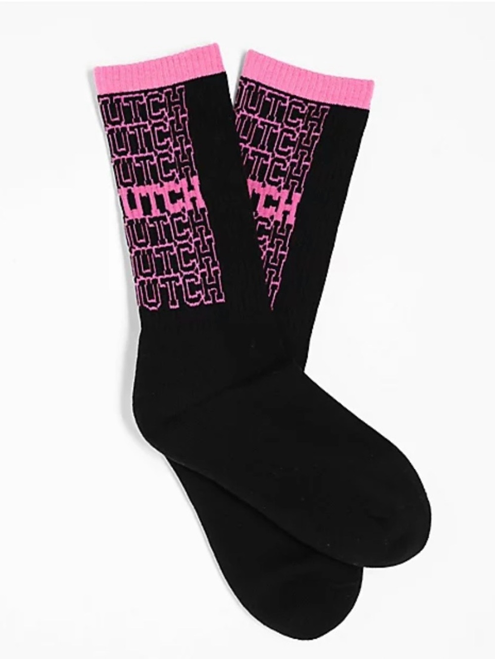 Von Dutch Black & Pink Logo Crew Socks